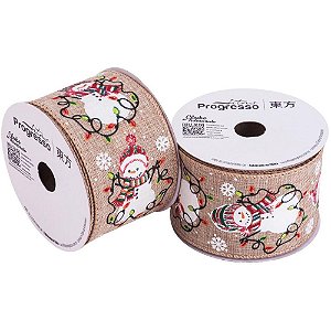 Fita ARAMADA Natal 63MM X 10M Boneco de Neve Glitter