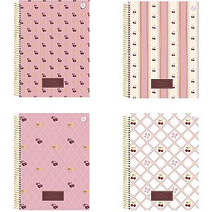 Caderno 01X1 Capa Dura Sweet CHERRY 80 Folhas (pacote com 4)