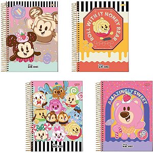 Caderno 1X1 Capa Dura Disney Munchlings 80 Folhas (pacote com 4)