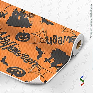 TNT Estampado 1,40M 40G Halloween Túmulo LARANJA/PRETO Rolo com 25 Metros