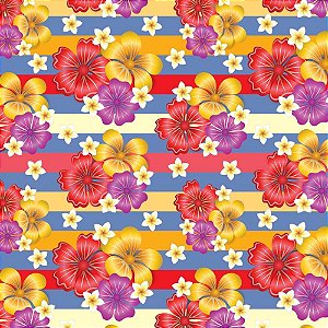 Papel de Presente Bobina Couchê 60CM MOD.211 Flores e Listras 100 Metros