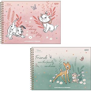 Caderno de Desenho Universitário Disney Clássicos 80 Folhas Capa Dura Pacote com 4