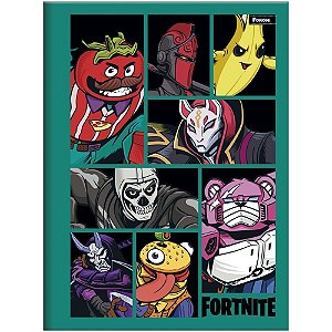 Caderno Brochura 1/4 Capa Dura Fortnite 80 Folhas Pacote com 5