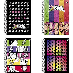 Caderno 1X1 Capa Dura dos Rosa 80 Folhas (pacote com 4)