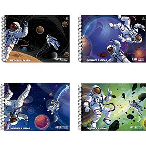 Caderno de Desenho Universitário Capa Dura Outer Space 60 Folhas (pacote com 5 Unidades)