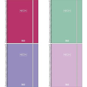 Caderno 10X1 Capa Dura Neon FIT 160 Folhas PP Masculino (pacote com 4 Unidades)