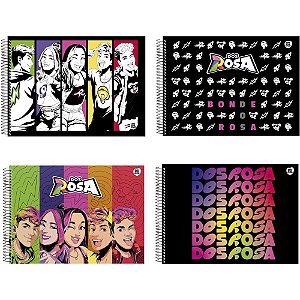 Caderno de Desenho Universitário Capa Dura dos Rosa 60 Folhas (pacote com 5 Unidades)