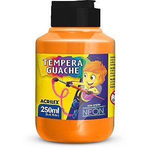 Tinta Guache 250ML Laranja Neon (pacote com 6 Unidades)