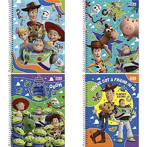 Caderno 1X1 Capa Dura TOY STORY 80 Folhas Pacote com 4 Unidades