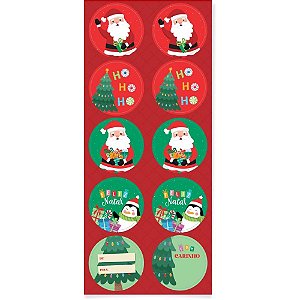 Adesivos Decorados Natal Redondo Momentos Mágicos Blister com 30
