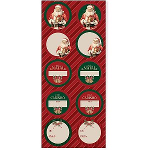 Adesivos Decorados Natal Redondo Tempo de Celebrar Blister com 30