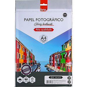 Papel Fotografico INKJET A4 GLOSSY Brilhante 120G PCT.C/50