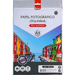 Papel Fotografico INKJET A4 GLOSSY Brilhante 150G. PCT.C/20