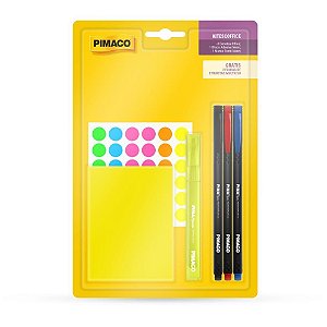 Kit Escolar Office Pimaco com 7 ITENS – Bloco, MARCA-TEXTO e Etiquetas