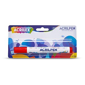 Caneta para Tecido Vermelho Fogo Acrilpen Blister Caixa com 6 Unidades