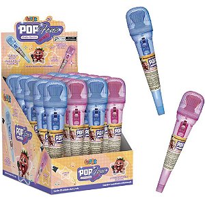 Doce POP Fone Pirulito com Microfone e LUZ Sabor Morango Display com 20 Unidades