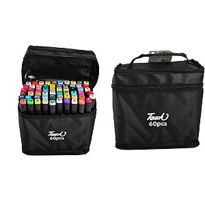 Marcador Artístico 60 Cores Ponta Dupla Chanfrada e Fina