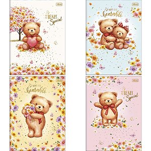 Caderno Brochurão Capa Dura Love Bears 80 Folhas (pacote com 5)