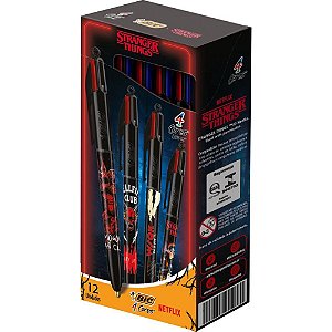 Caneta Esferográfica 4 Cores Stranger THINGS Sortida com Caixa C/12 BIC