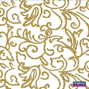 TNT Estampado 1,40M 40G Arabesco Glitter Branco Rolo com 25 Metros