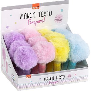 Caneta Marca Texto Divertido Pompom 4 Cores com Carimbo (display com 12 Unidades)