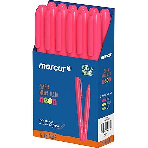 Caneta Marca Texto Rosa Caixa com 12