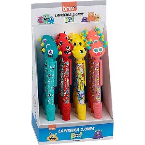 Lapiseira 2.0MM Divert Boo Plástica BRW com Ponteira de Monstros Display com 12 Unidades