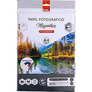 Papel Fotográfico INKJET A4 GLOSSY Imantado 690G Pacote com 5 Folhas