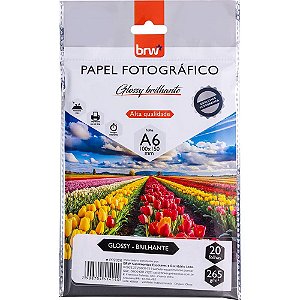 Papel Fotográfico INKJET A5 GLOSSY Brilhante 265G Pacote com 20 Folhas