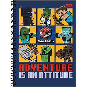 Caderno 01X1 Capa Dura Minecraft 80FLS Pacote com 05