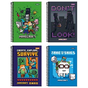Caderno 01X1 Capa Dura Minecraft 80 Folhas Pacote com 05