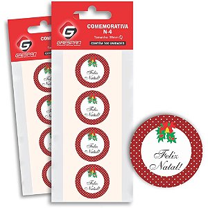 Etiqueta para Presente Feliz Natal Redonda Pacote com 100