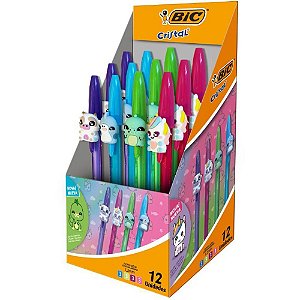 Caneta Esferográfica Cristal Fashion Bichinho SORT. Caixa com 12