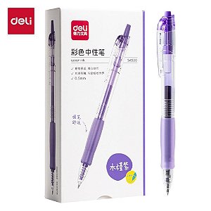 Caneta GEL Retrátil com GRIP Roxa 0,5MM Caixa com 12