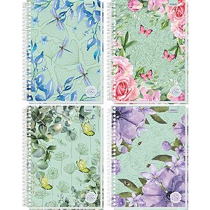 Caderno 01X1 Capa Dura Green Vibes 80FLS Pacote com 04
