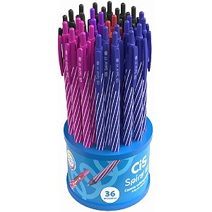 Caneta Esferográfica Retrátil CIS Spiro 0.7MM Cores Sortidas Display com 36