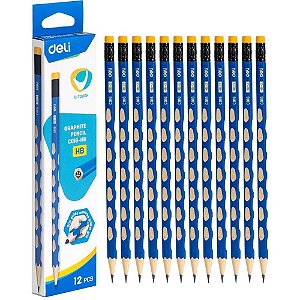 Lápis Preto Sextavado Decorado HB Ergonomico C/BORRACHA Blister com 12