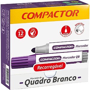 Pincel Quadro Branco QB Recarregável Violeta Caixa com 12