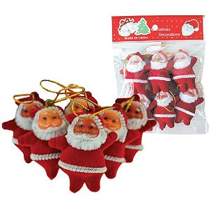 Artigo para Decoração de Natal Pingente Papai Noel 5CM (pacote com 6)