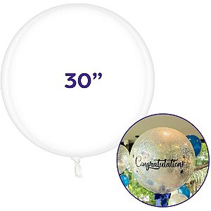 Balão Redondo Bubble Balloon Cristal 30 POL Pacote com 10
