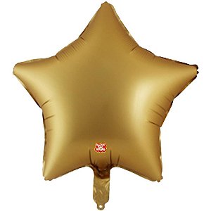 Balão Metalizado Estrela Dourada Fosco 45CM