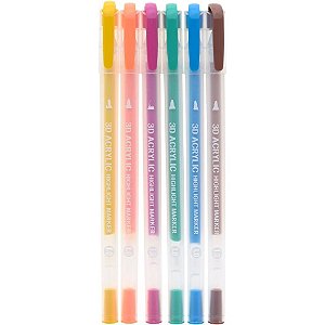 Marcador Artístico ACRYLIC 3D 6 Cores Vibrantes Estojo