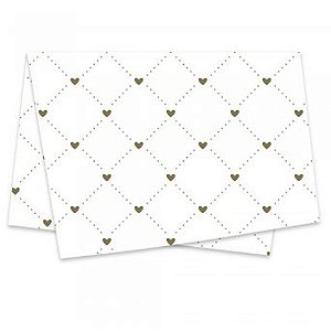 Poli Sujinho Decorado 49X69CM Heart BRANCO/OURO Pacote com 50