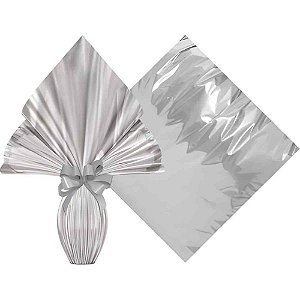 Embalagem P/OVO de Páscoa 34X34CM Prata Poli Metalizado PCT.C/25