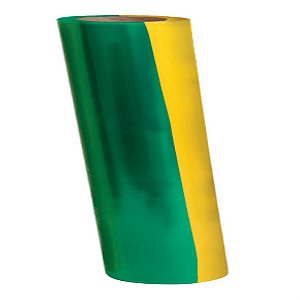 Plástico para Encapar 25M Listrada VERDE/AMARELO 45CM Rolo
