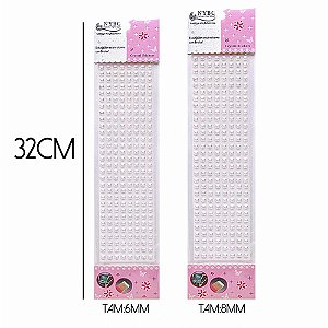 Pedraria 1/2 Perola 8MM Adesiva Cristal PCT.C/12