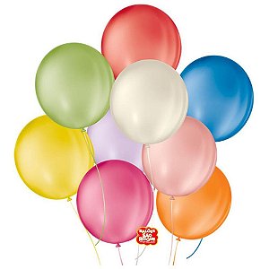 Balão 9 Liso Redondo Sortido PCT.C/50