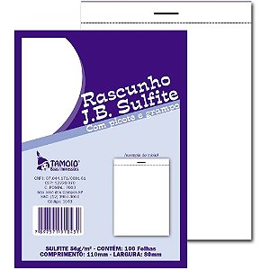 Bloco para Rascunho Sulfite 80X110MM C/100 FLS PCT.C/05
