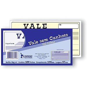 Impresso Recibo Vale sem Canhoto 100FLS PCT.C/05