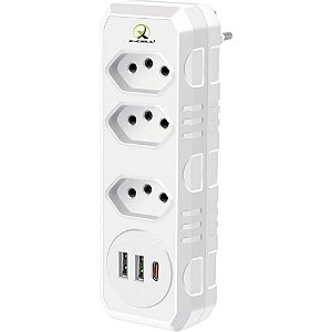 Adaptador para Tomada Multifuncional 2P+T 10A Bivolt